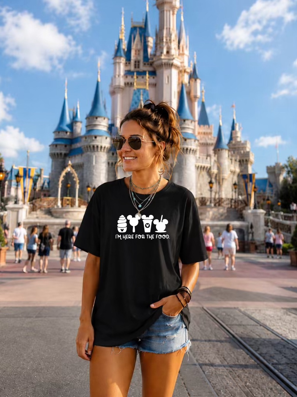 Mouse Black Graphic Tee - "I'm Here For The Food."